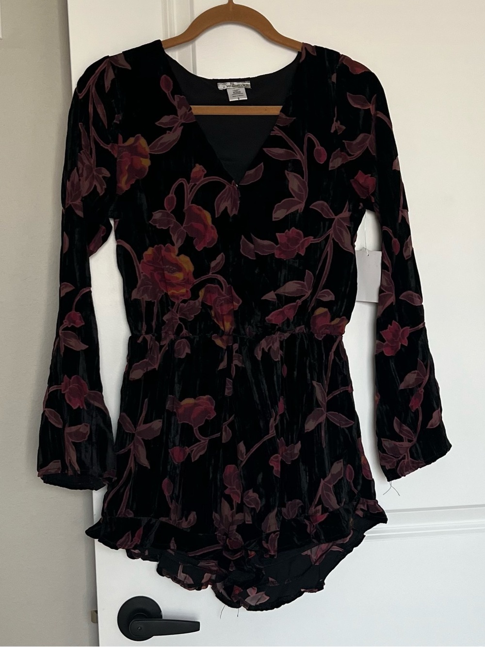 Wild Moss Floral Burnout Velvet Romper NWT